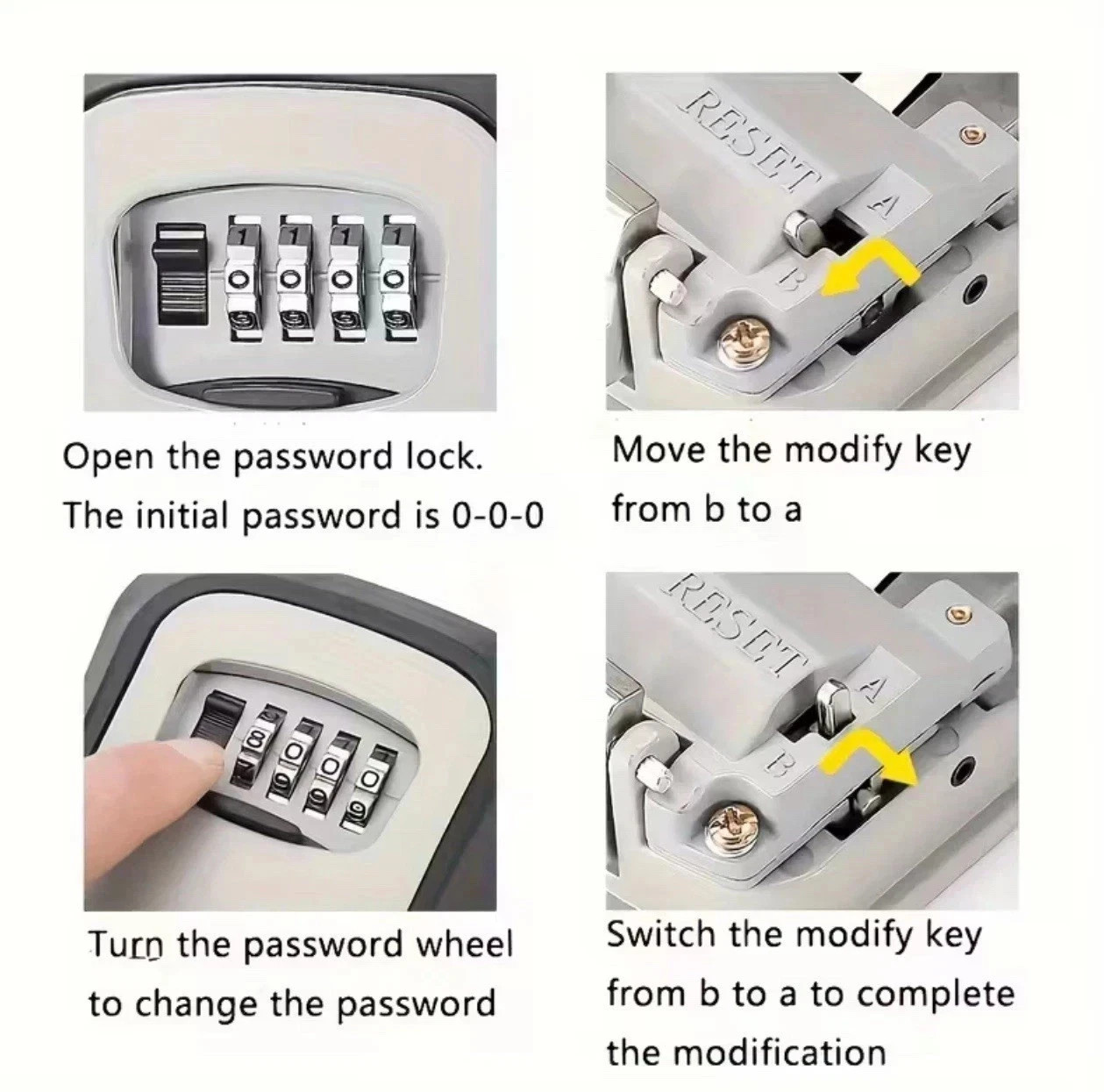 Key Lock Box Wall Mount Outdoor Weatherproof 4-Digit Combination Key Safe