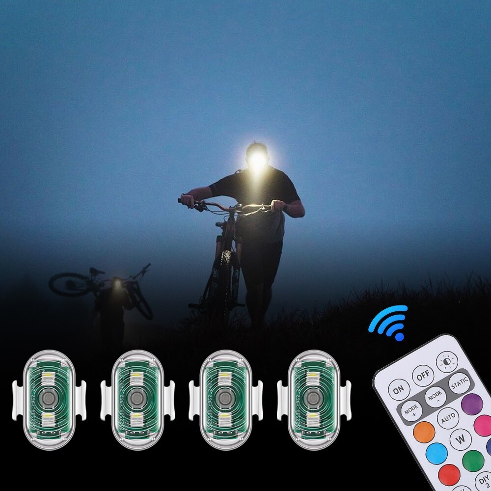 4X Wireless LED Strobe Light 8 Colors Rechargeable Anti-Collision Warning Lights