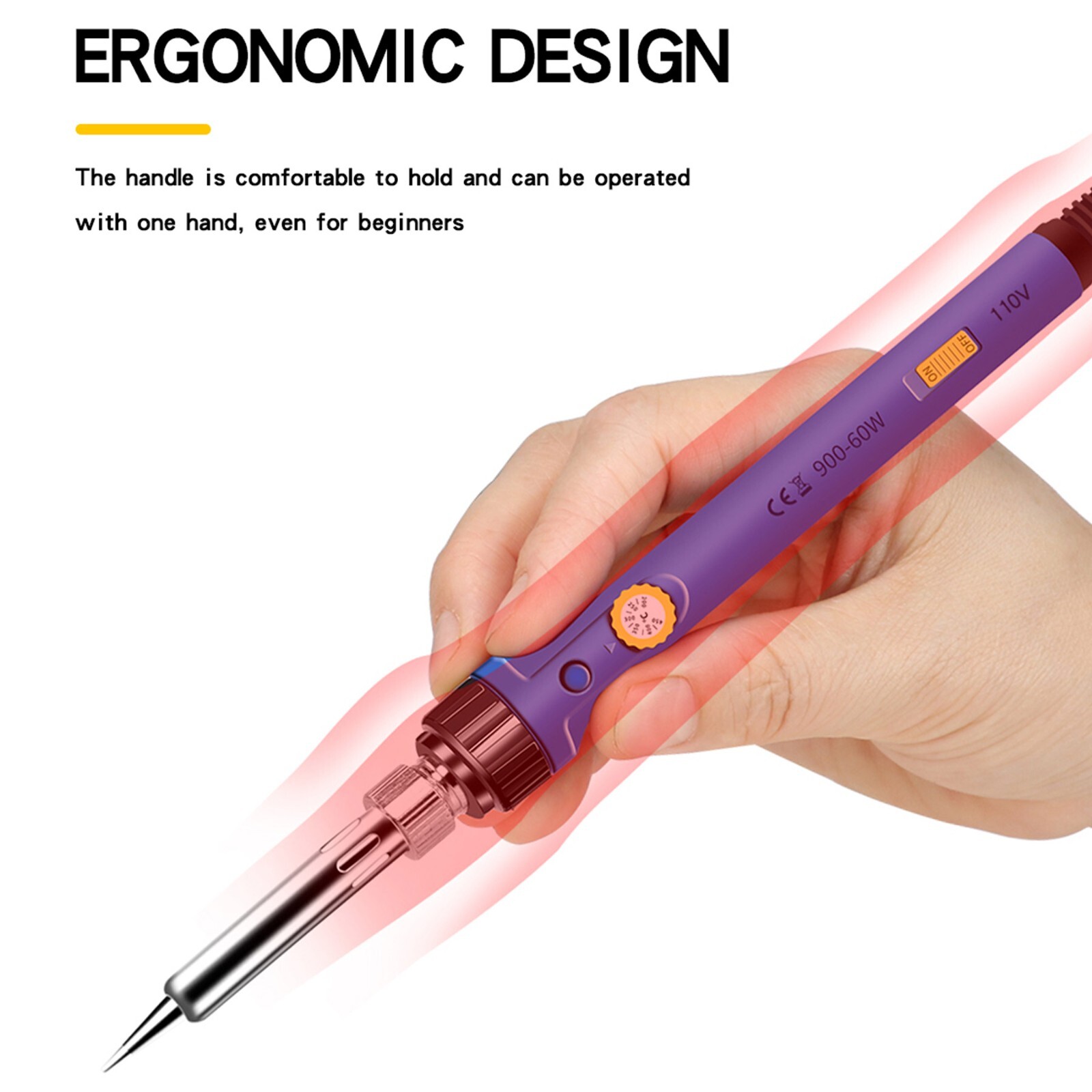 Soldering Iron Kit, 60W Adjustable Temperature Solder Sucker Wire Welding Tool