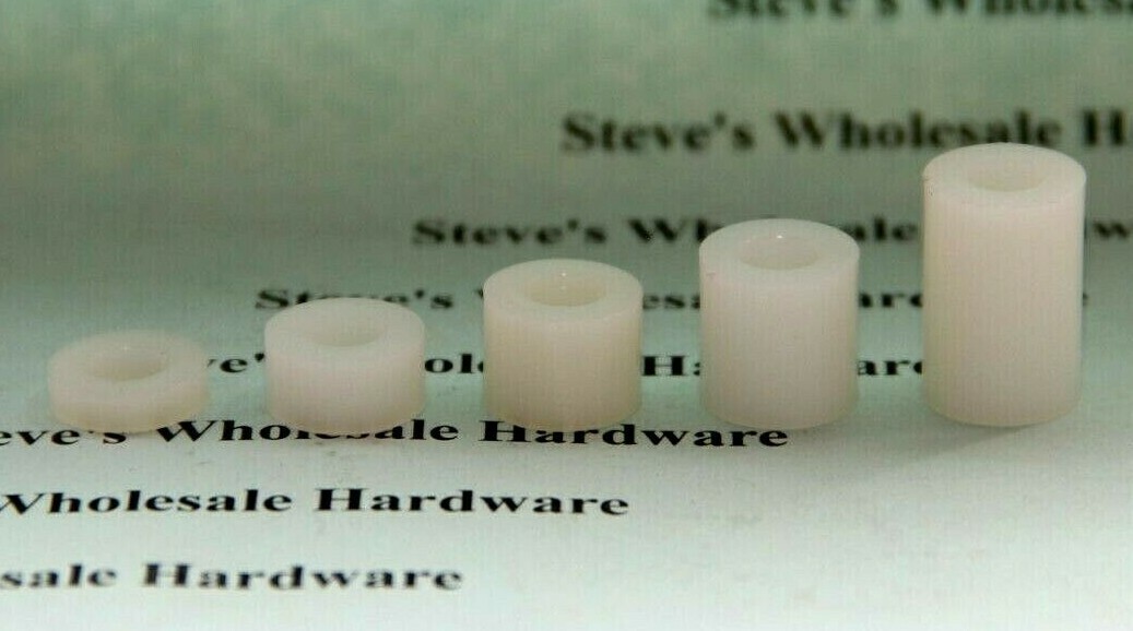 Nylon Spacer Natural White 1/4″ID 1/2″OD Pick Your Length and Quantity