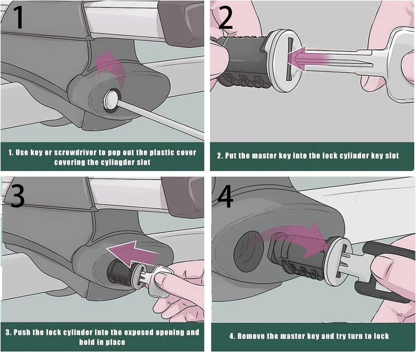 4 Pack Lock Cores Compatible with Thule One-Key System Lock Cylinders, Key Cylin