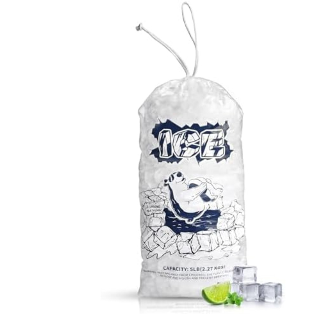 Ice Bags 5lb with Drawstring50 Pack Plastic Ice Bags for Ice Storage