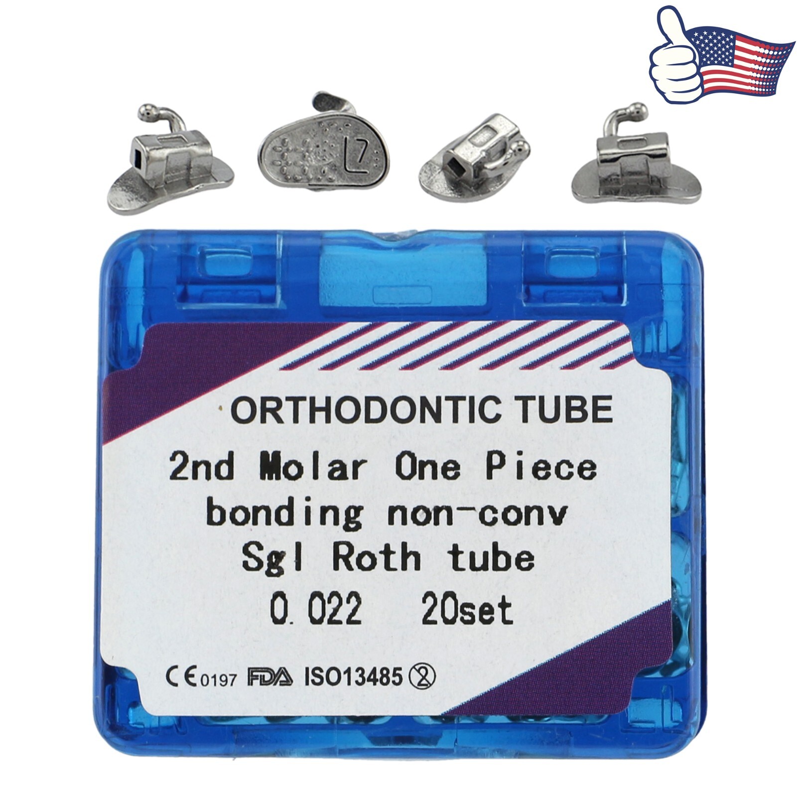 20sets Dental Orthodontic Buccal Tubes Molar Tube MBT Roth 022 1st 2nd Bondable