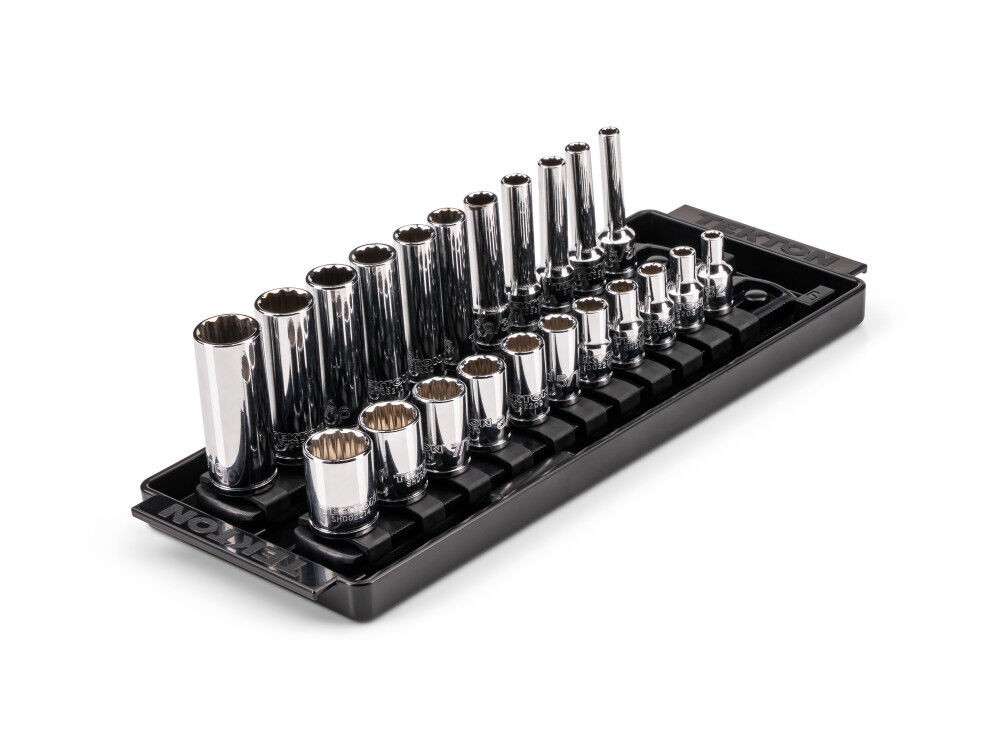 Tekton 1/4 Inch 12 Point Socket Set, 22 Pieces (5/32-9/16 Inch)