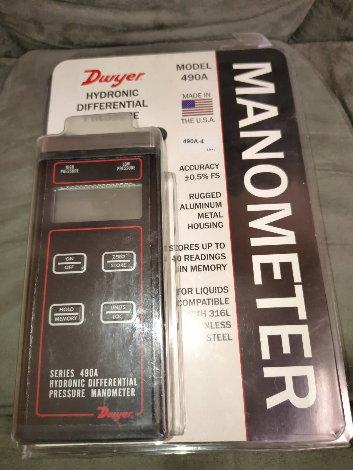 Dwyer Series 490A Hydronic Differential Pressure Manometer Model 490A