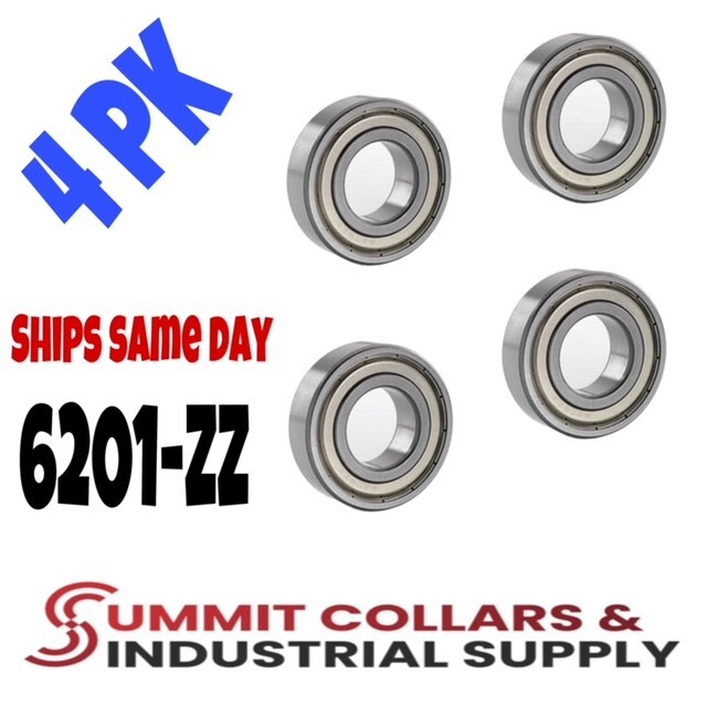 6201-ZZ Deep Groove Radial Ball Bearing 6201ZZ 12X32X10 (4 pk)