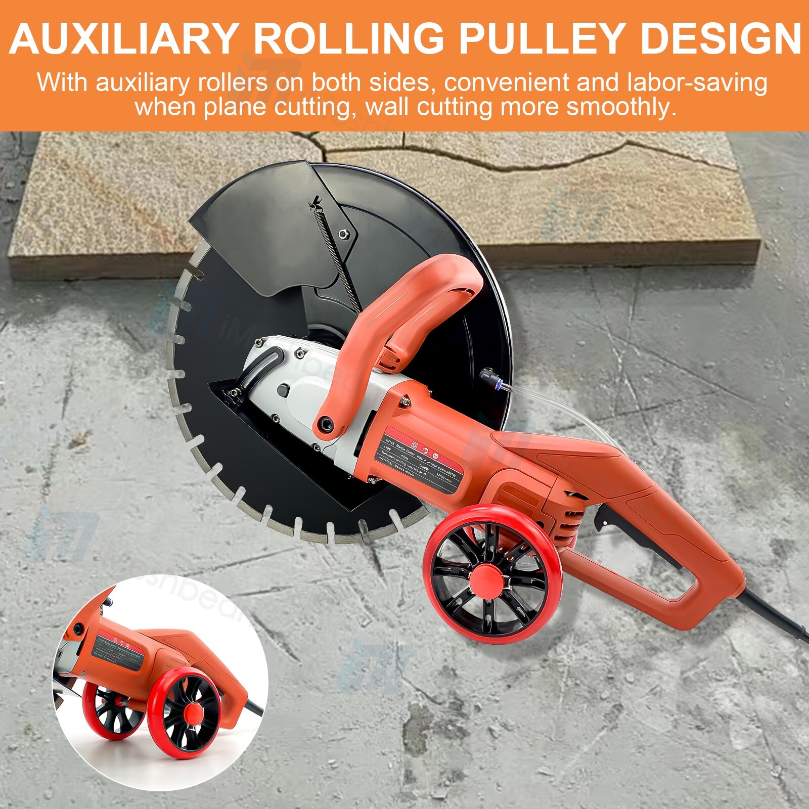 16” Electric Concrete Saw Wet/Dry Saw Cutter with Water Pump and Blade 3200W US