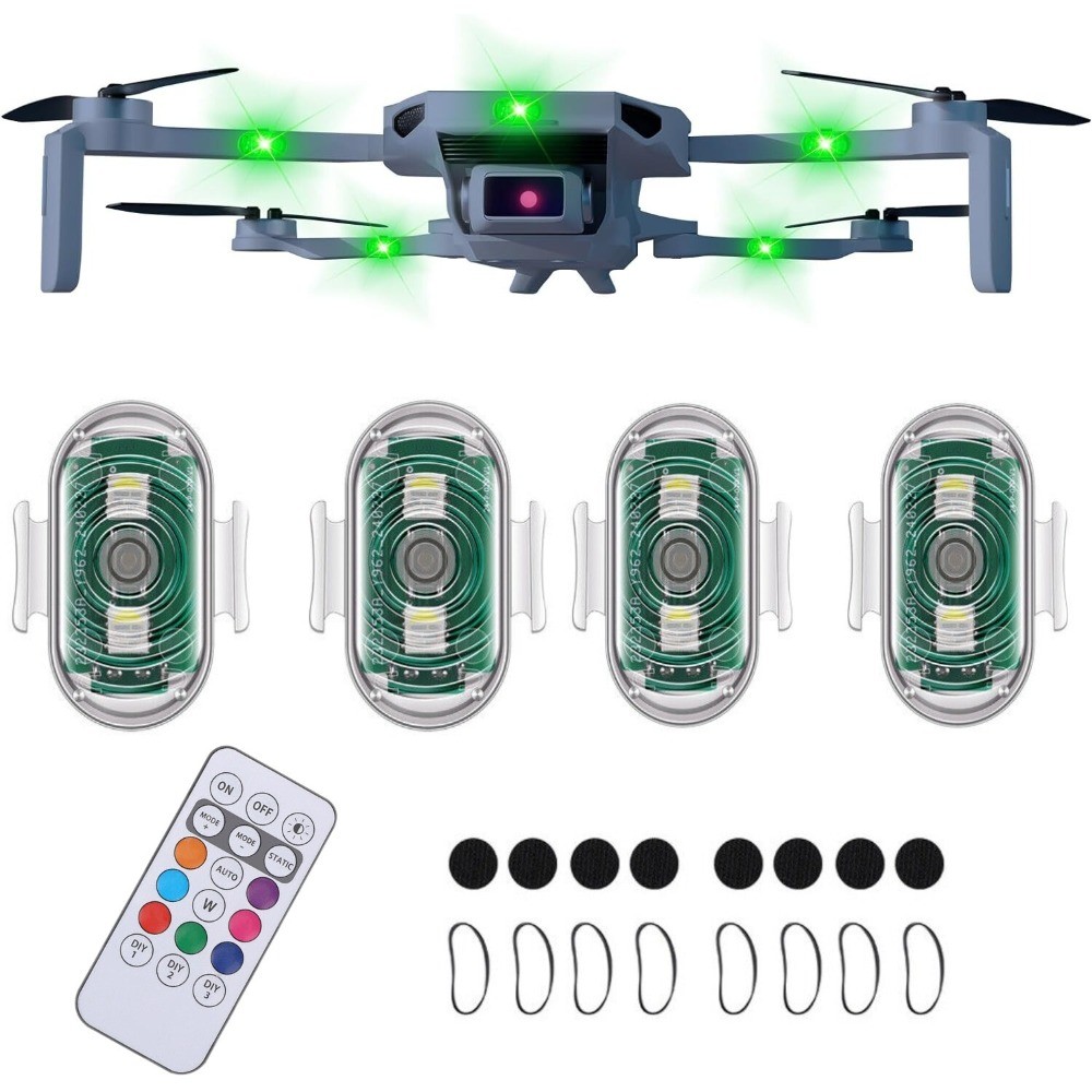 4X Wireless LED Strobe Light 8 Colors Rechargeable Anti-Collision Warning Lights