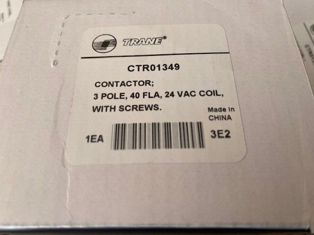 TRANE CTR01349 40AMP, 3-POLE 24V CONTACTOR (NEW)