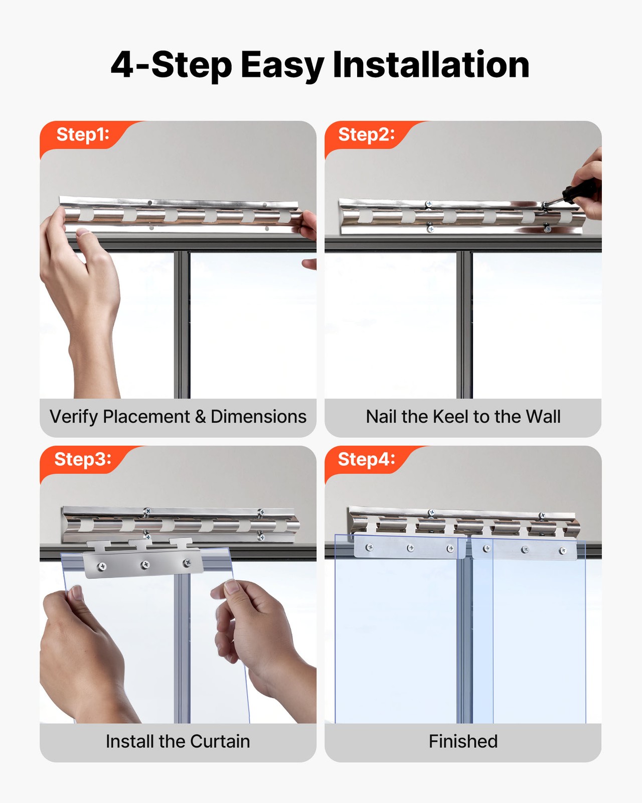 VEVOR 8 PCS PVC Strip Curtain 84 x 48 x 0.08 in Smooth Plastic Door Strips