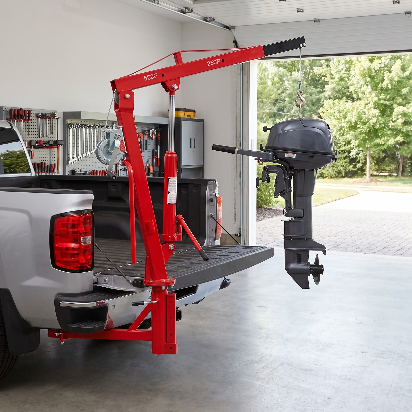 500lb Hydraulic Jib Crane 2″ Hitch Mount Red