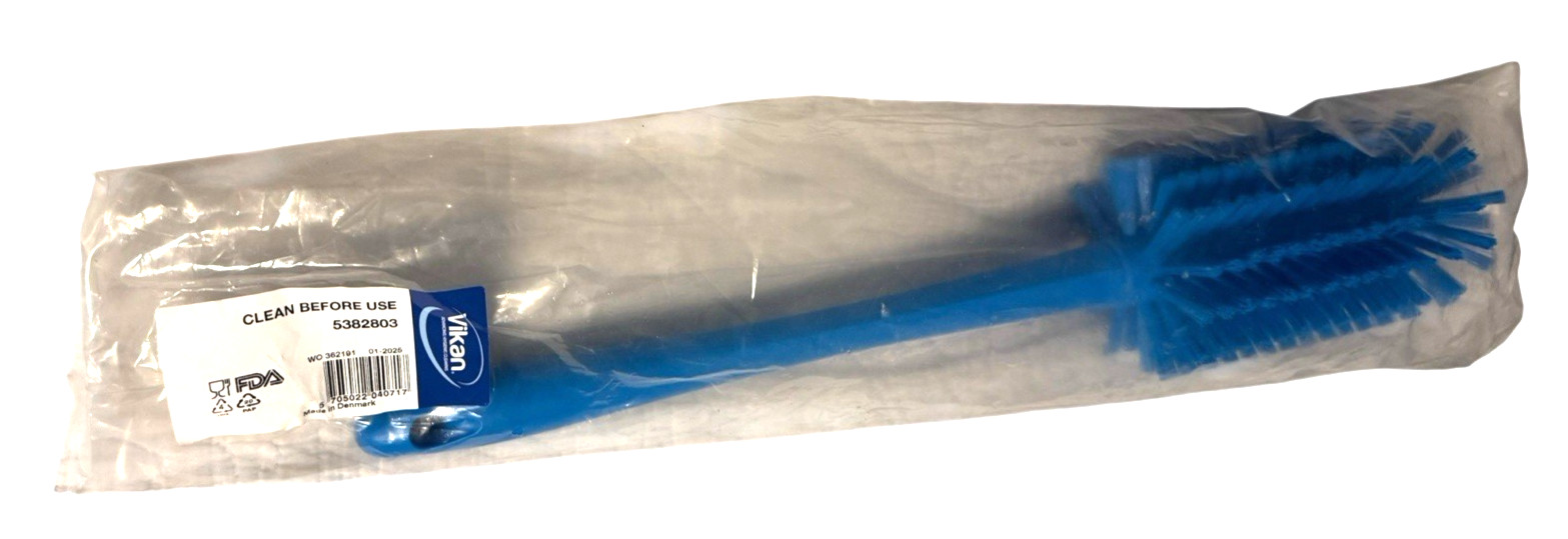 2x One-Piece Pipe Brush, 16″ Long, 3.1″ Round – Medium, Blue (5382803) Vikan