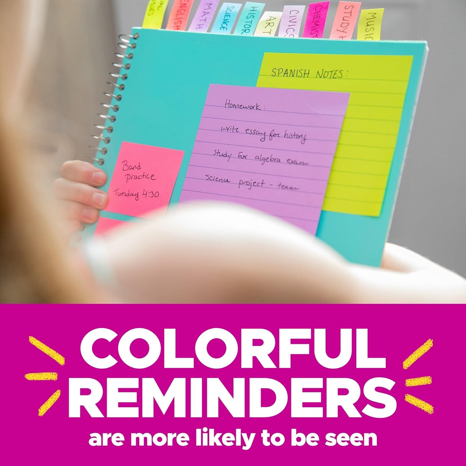 Post-it Super Sticky Notes, Multi-Size, Supernova Neons, 15 Pads