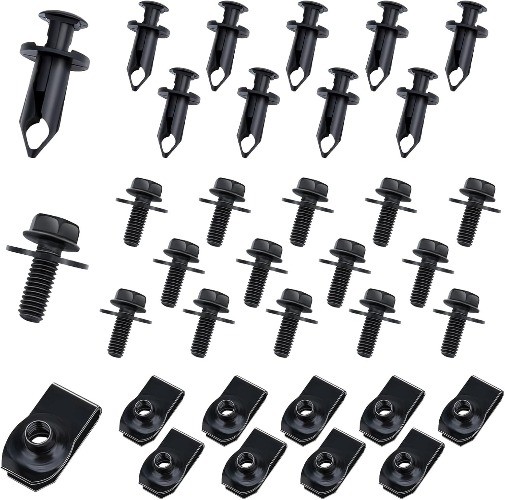 35Pcs Underbody Splash Shield Guard Bolts & Screws Kit with Push Retainers, U-Nu