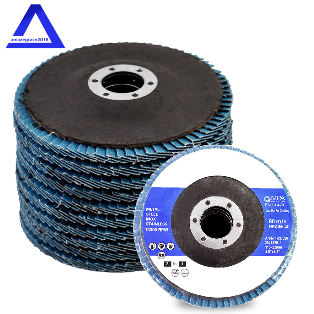 100PCS Premium Zirconia Flap Sanding Disc Grinding Wheel – 4-1/2 x 7/8″ 40 Grit