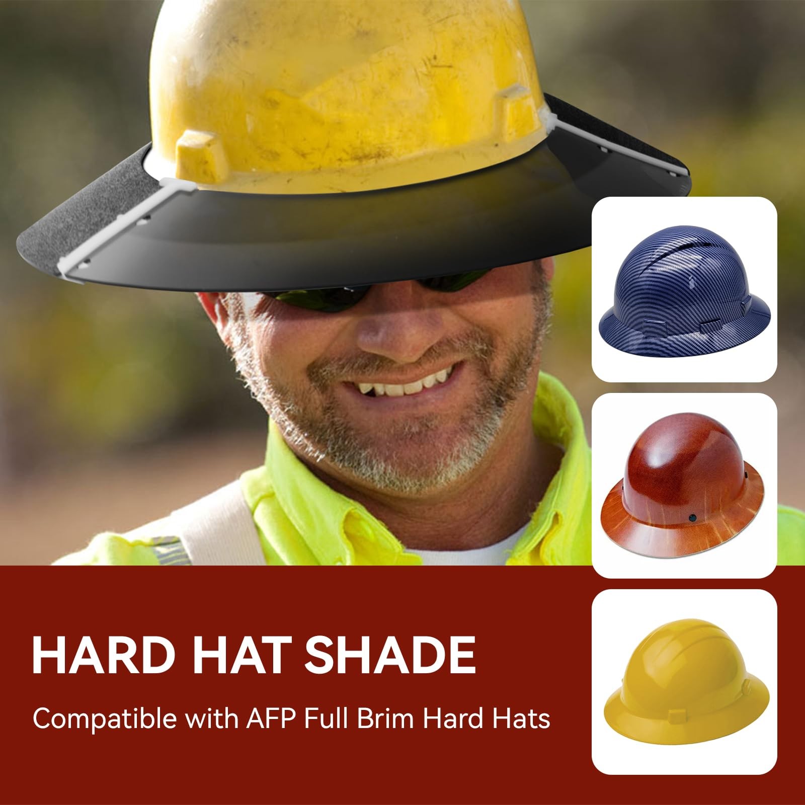 Hard Hat Sun Shade Compatible with AFP Full Brim Hard Hats, Hardhat Sun Shield