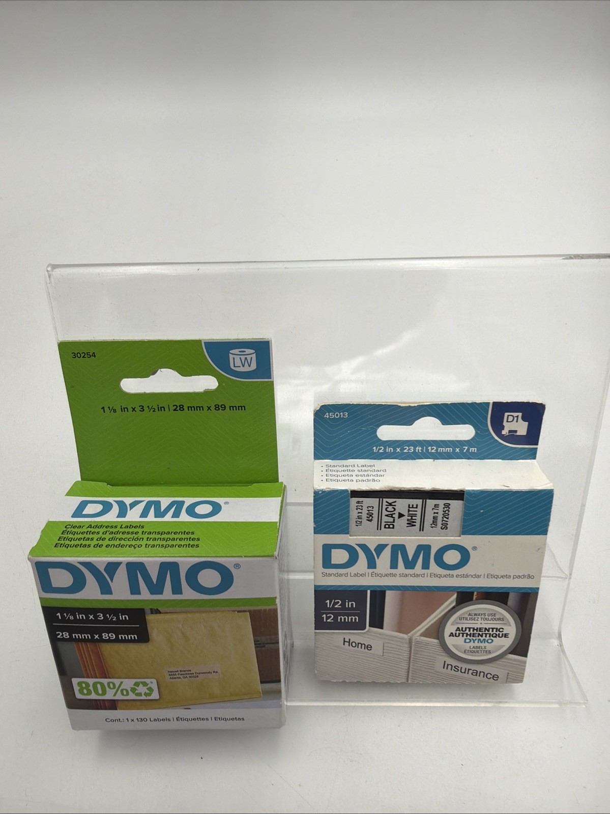 45013 30254 Dymo Black on White D1 Cartridge 1/2″ x 23′ 1 1/8 X 31/2 In
