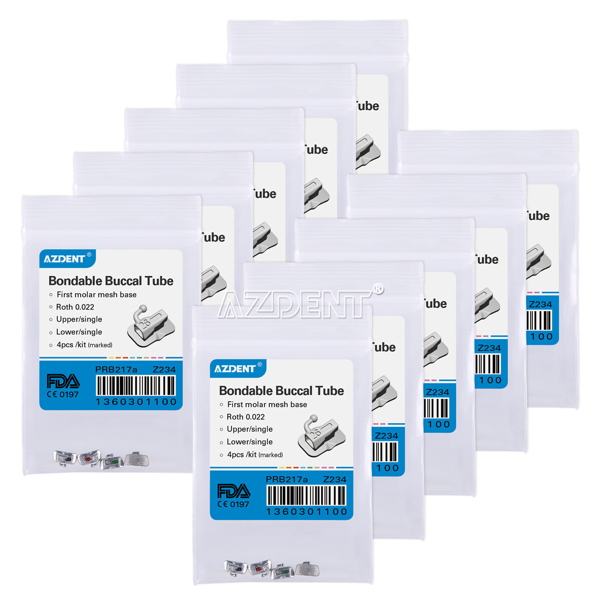 10X AZDENT Dental Ortho Buccal Tubes Bondable 1st/2nd Molar Roth/MBT 022