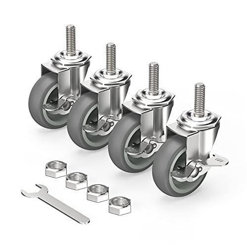 Caster Wheels 3 inch Locking Stem Casters, 3/8″ -16 x 1-1/2″ (Stem Diameter 3…