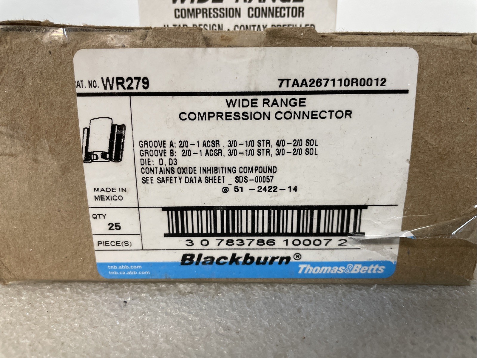 Blackburn WR279 Wide Range Aluminum Tap Compression Connectors Case Of 25 New