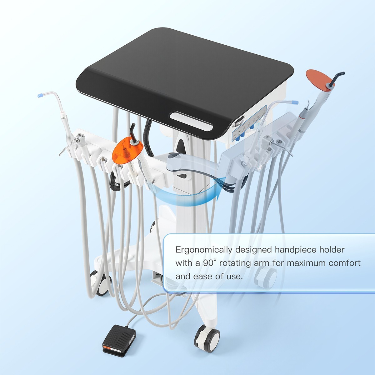 Portable Dental Delivery Unit Cart System /40L Silent Oil-Free Air Compressor