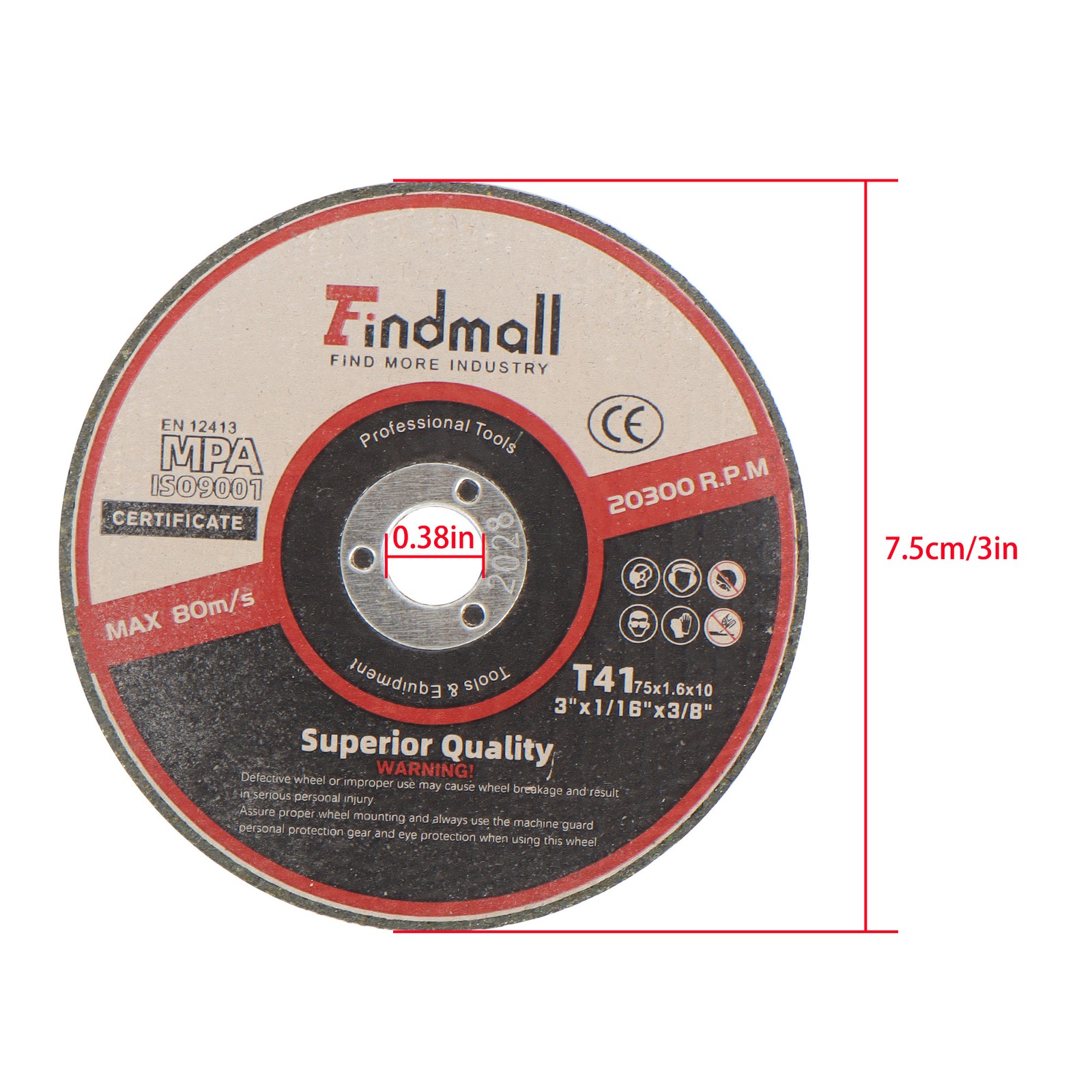 50 Pcs 3″x1/16″x3/8″ Metal & Stainless Steel Cutting Disc for Die Grinders