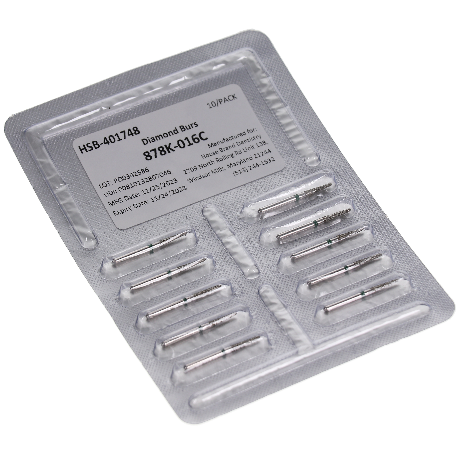 House Brand Dentistry FG 878K-016C Gingival Curettage Coarse Diamond Burs 10/Pk