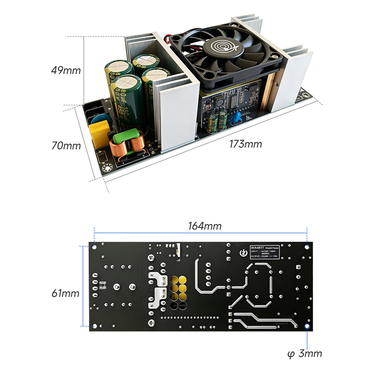 Isolated Switching Power Supply AC200-260V to DC48V 800W Adjustable 44.5-50.5V
