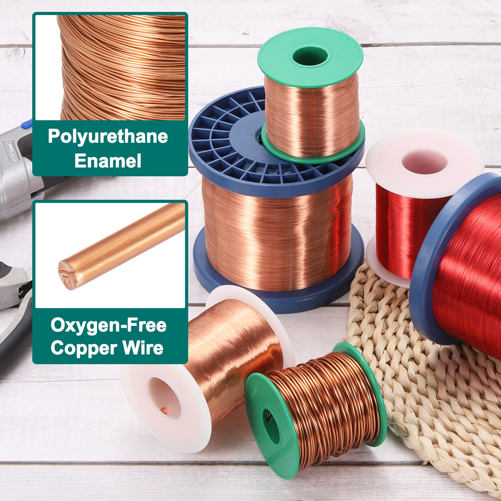 32 AWG Magnet Wire, 32 Gauge 48 oz Enameled Copper Wire, 155C(311F) Copper Color