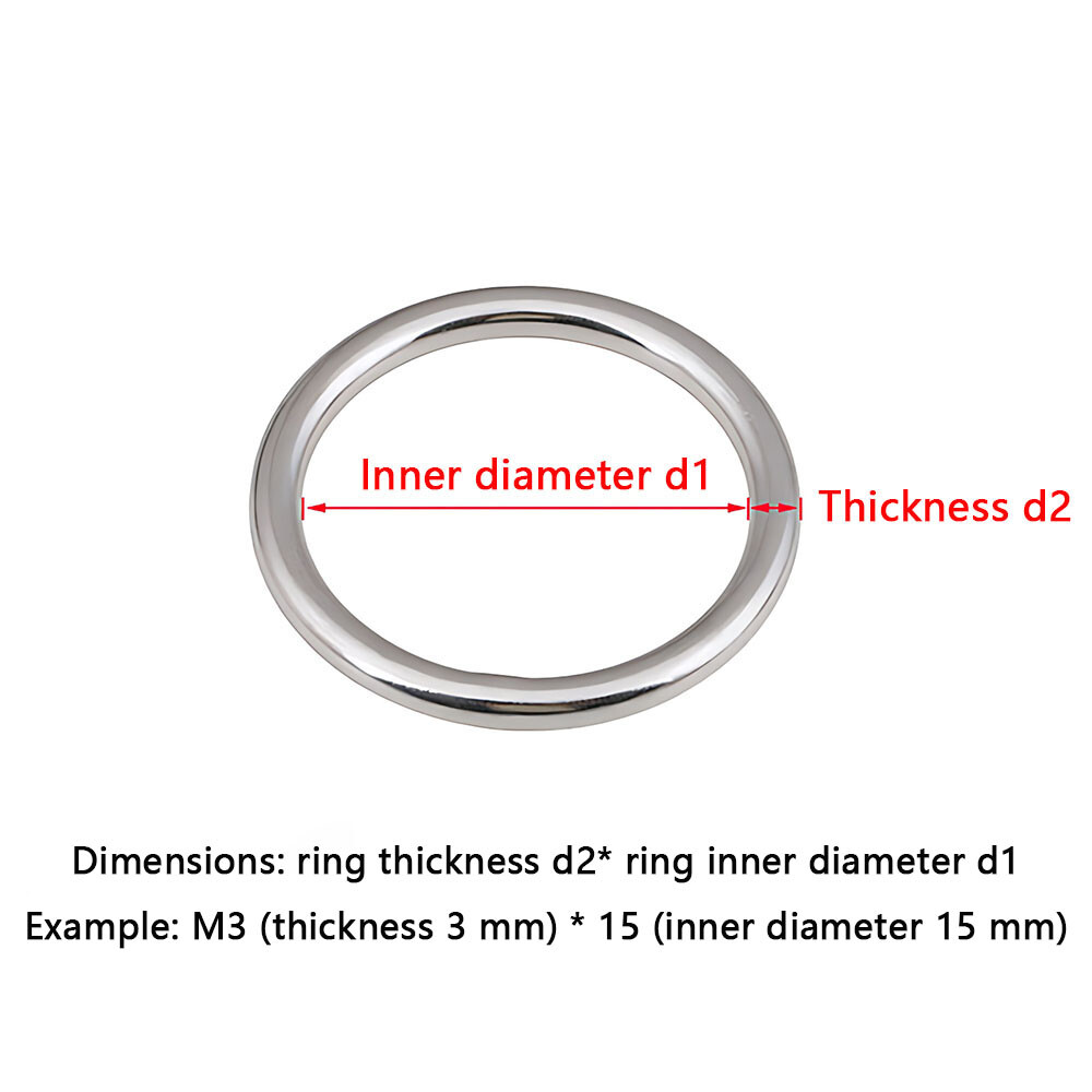 Metal O Ring Heavy Duty Solid Round Rings Welded Smooth A2 Stainless 15-150mm
