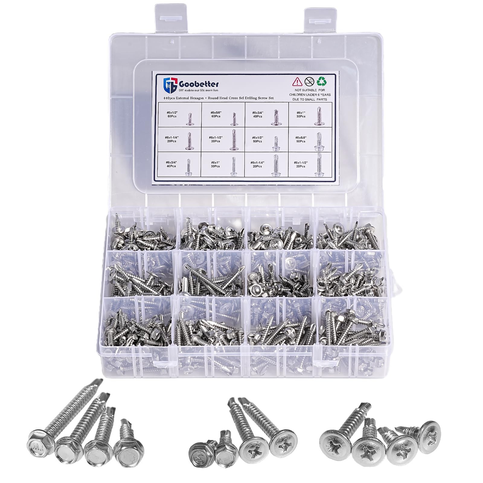 Phillips/Hex Head Washer Head Self Drilling Sheet Metal Tek Screws 410 Stainless