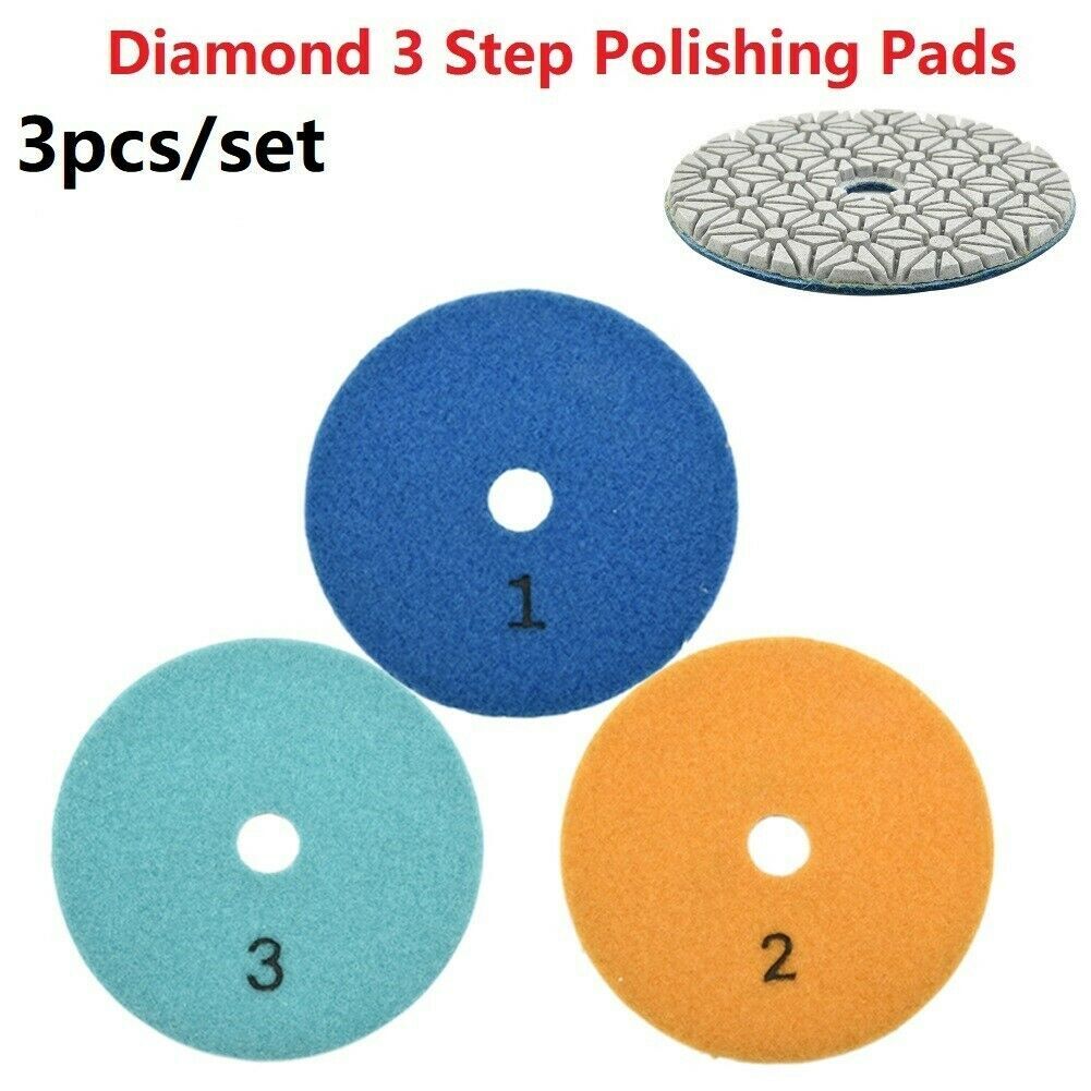 4” Diamond Polishing Pad 3-Step 9 Piece Wet/Dry For Granite Quartz Marble Stone