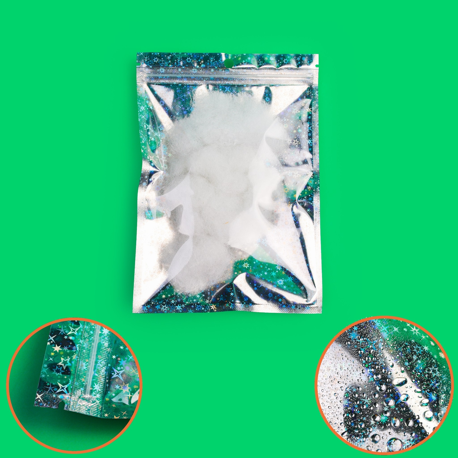 100 Flat Clear/Silver Star Metallized Foil Resealable Zip Bags (Select Size)