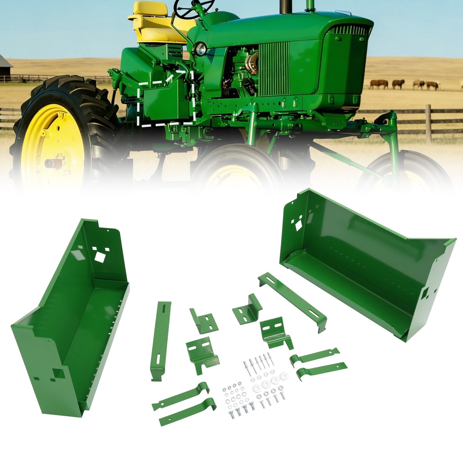 LH&RH Battery Box w/ Bracket For John Deere 2510 2520 3010 3020 4320 #AR26617