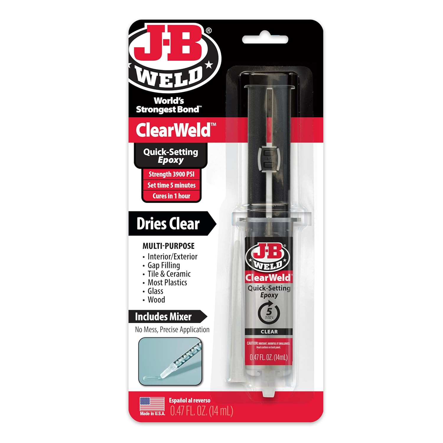 Clearweld 5 Minute Epoxy, Clear, 14Ml W/Static Mixer, (50114H)
