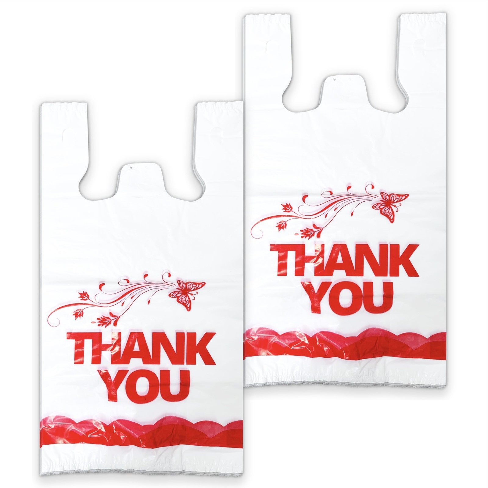 100 Pcs White Thank You Bags T Shirt Bags To Go Grocery Reusable Disposable