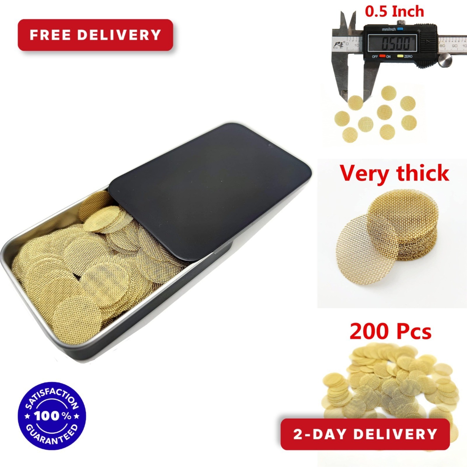 200 PCS 1/2″ Brass Pipe Screens with Storage Box – Durable Metal Filters