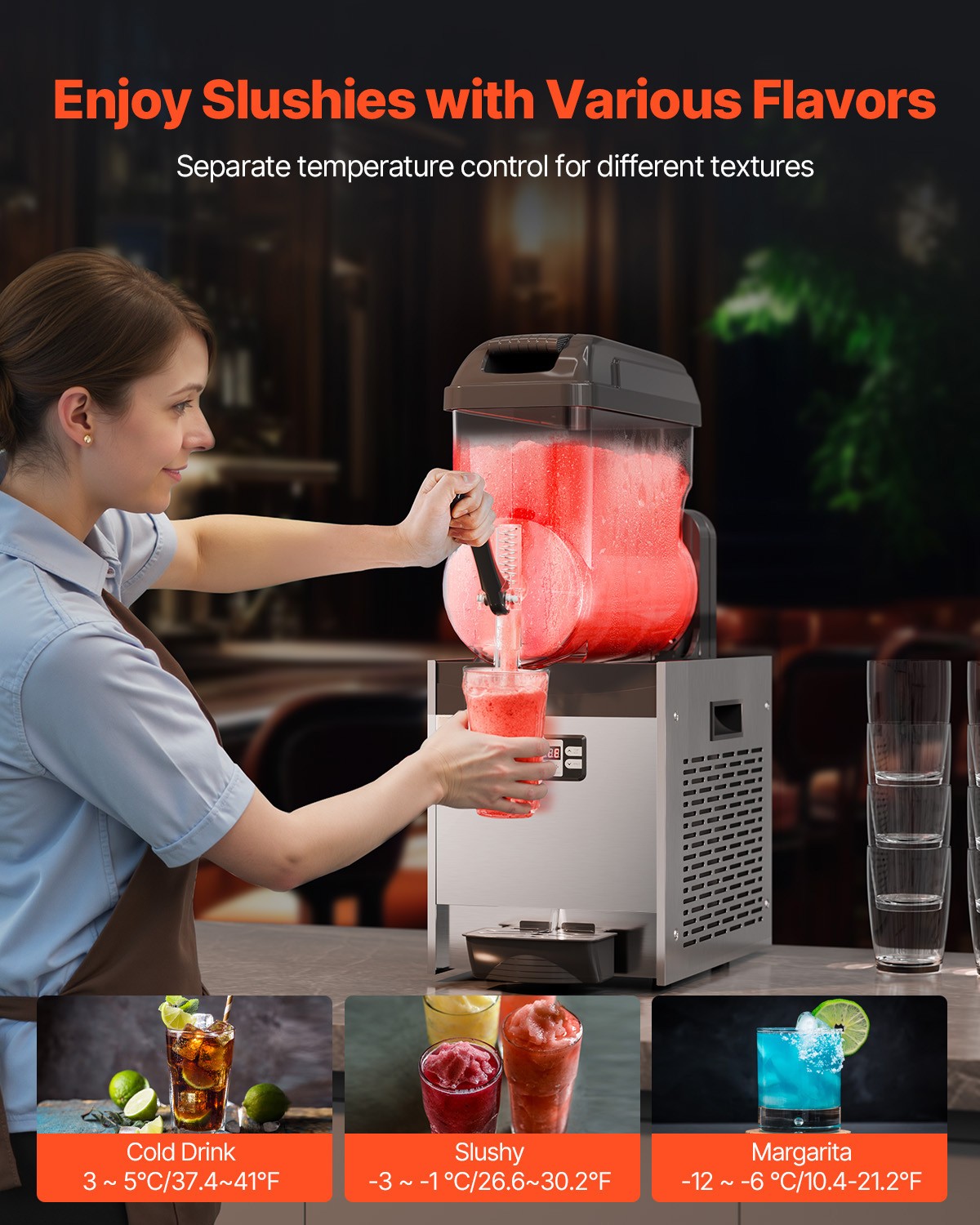 Uimoso 12L Commercial Frozen Drink Machine for Slushies and Smoothies