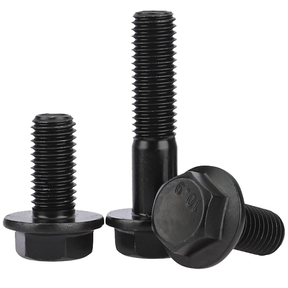 M16 x 1.5 Fine Thread Class 10.9 Hex Head Flange Screws Frame Bolts Black Oxide