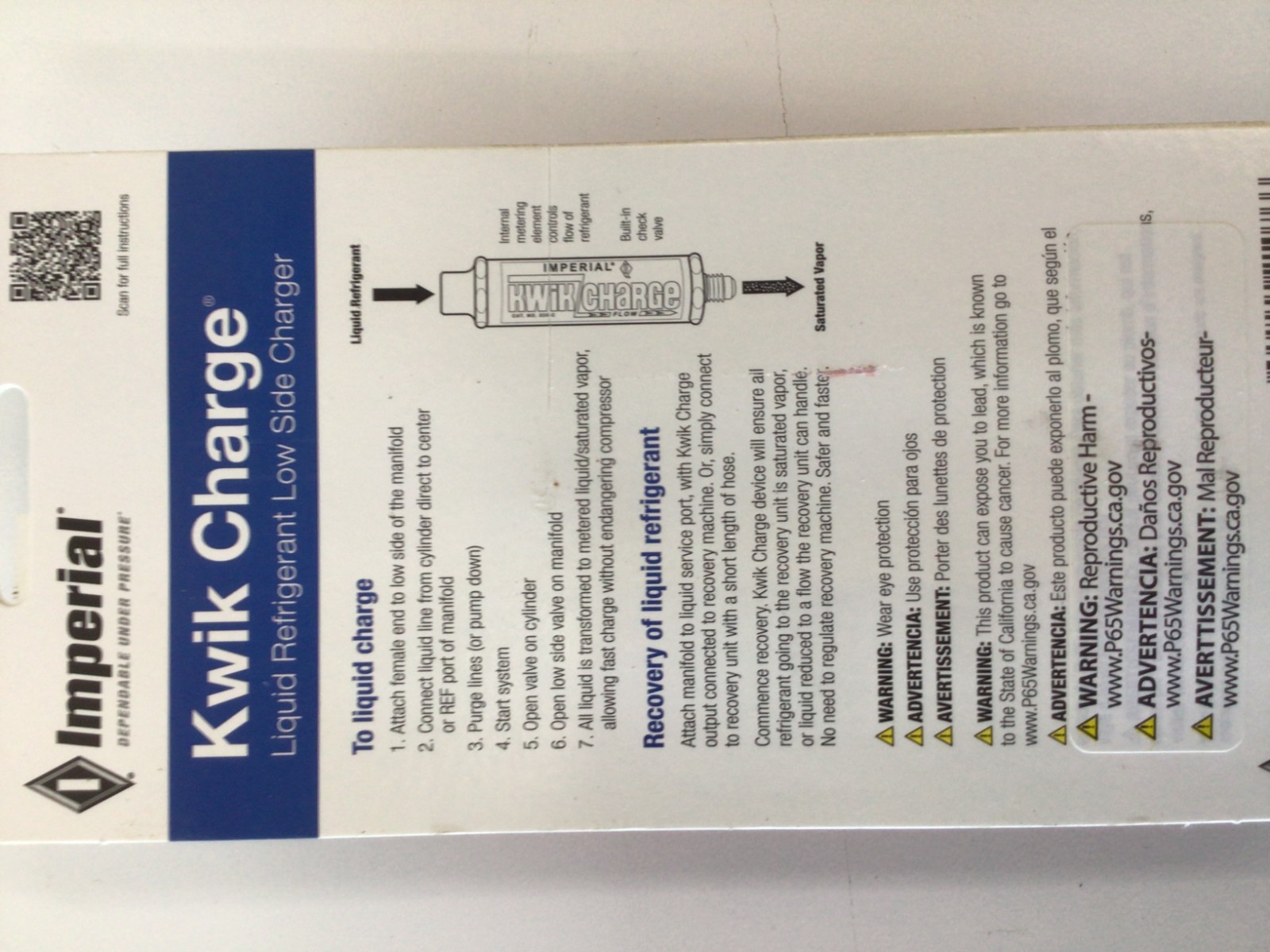 Imperial 535-C Kwik Charge Liquid Low Side Charger 3KU66