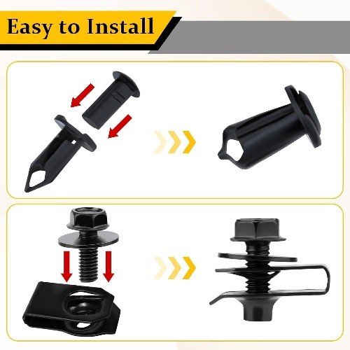 35Pcs Underbody Splash Shield Guard Bolts & Screws Kit with Push Retainers, U-Nu