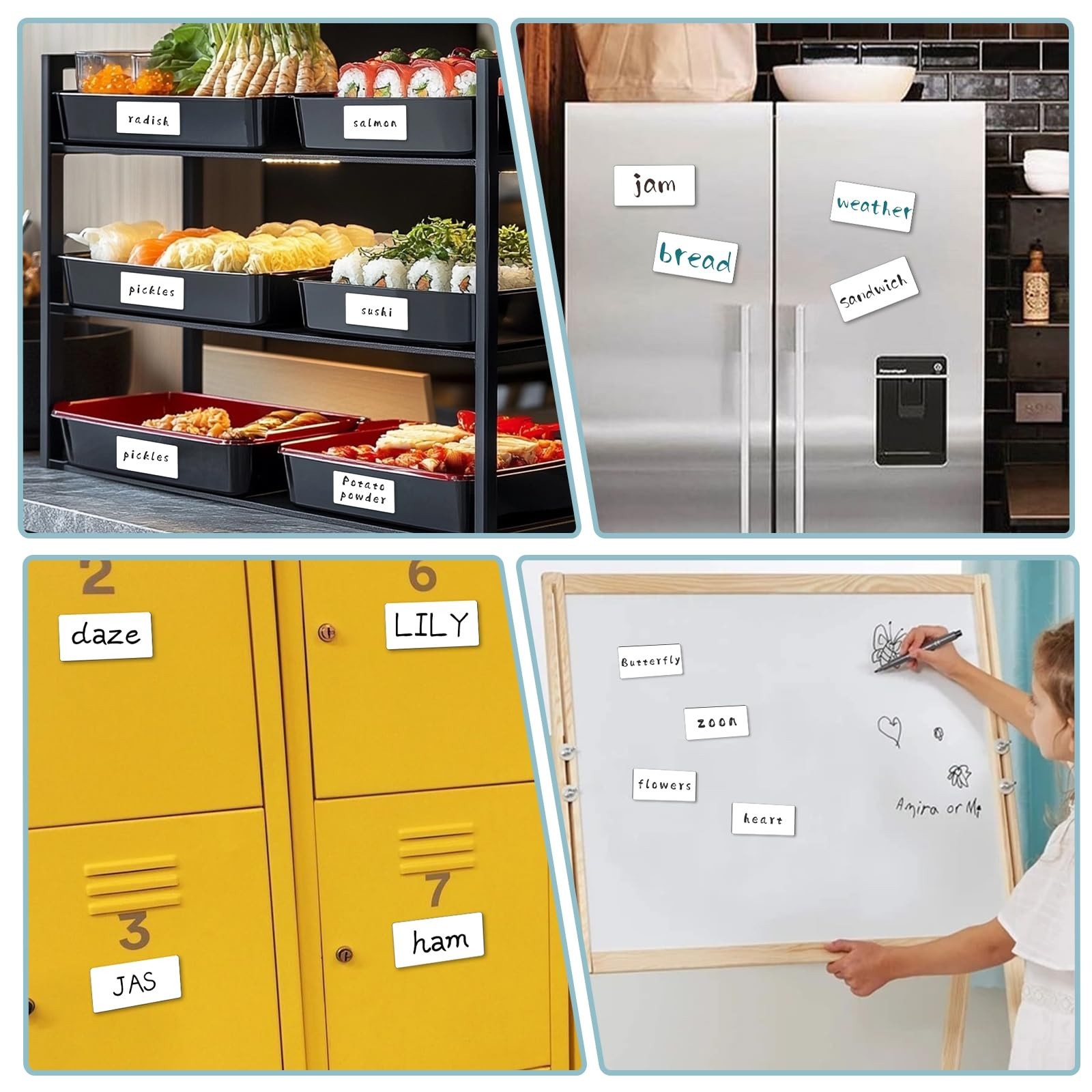 100 Pcs Reusable Magnetic Labels for Whiteboards, Dry Erase, 4” x 2”, Blank