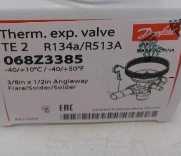 1PC Danfoss 068Z3385 Thermal Expansion Valve R134a/R513A TE 2 3/8 in x 1/2 in