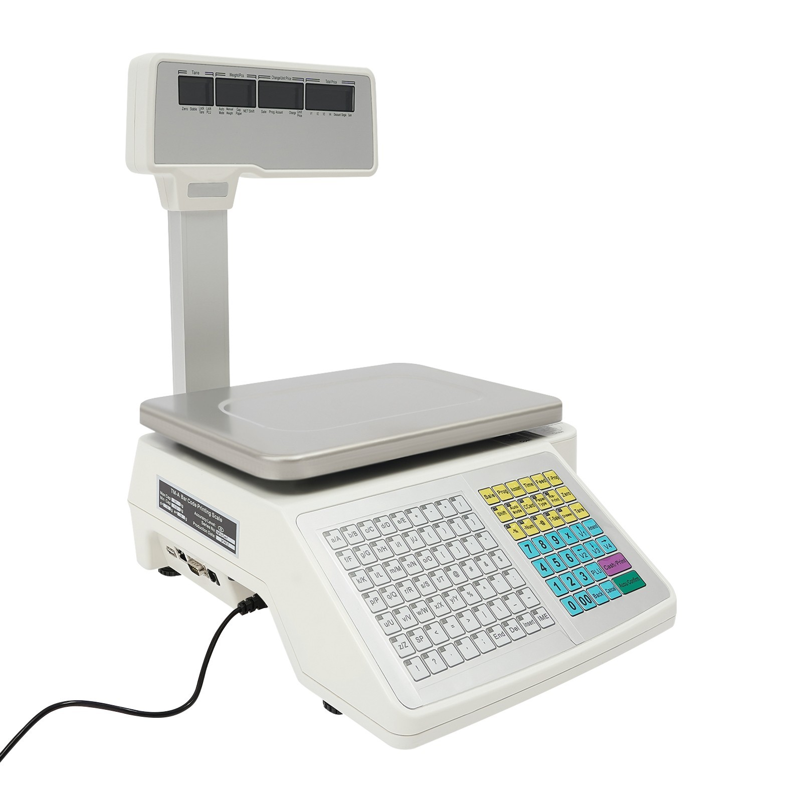 Commercial Label Printing Scale 30kg Capacity with Barcode Scanner Port