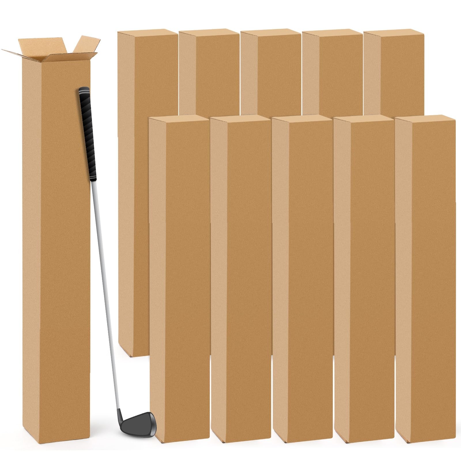 Qilery 10 Pcs 6 x 6 x 48 Inch Golf Club Shipping 6 x 6 x 48 inches, brown
