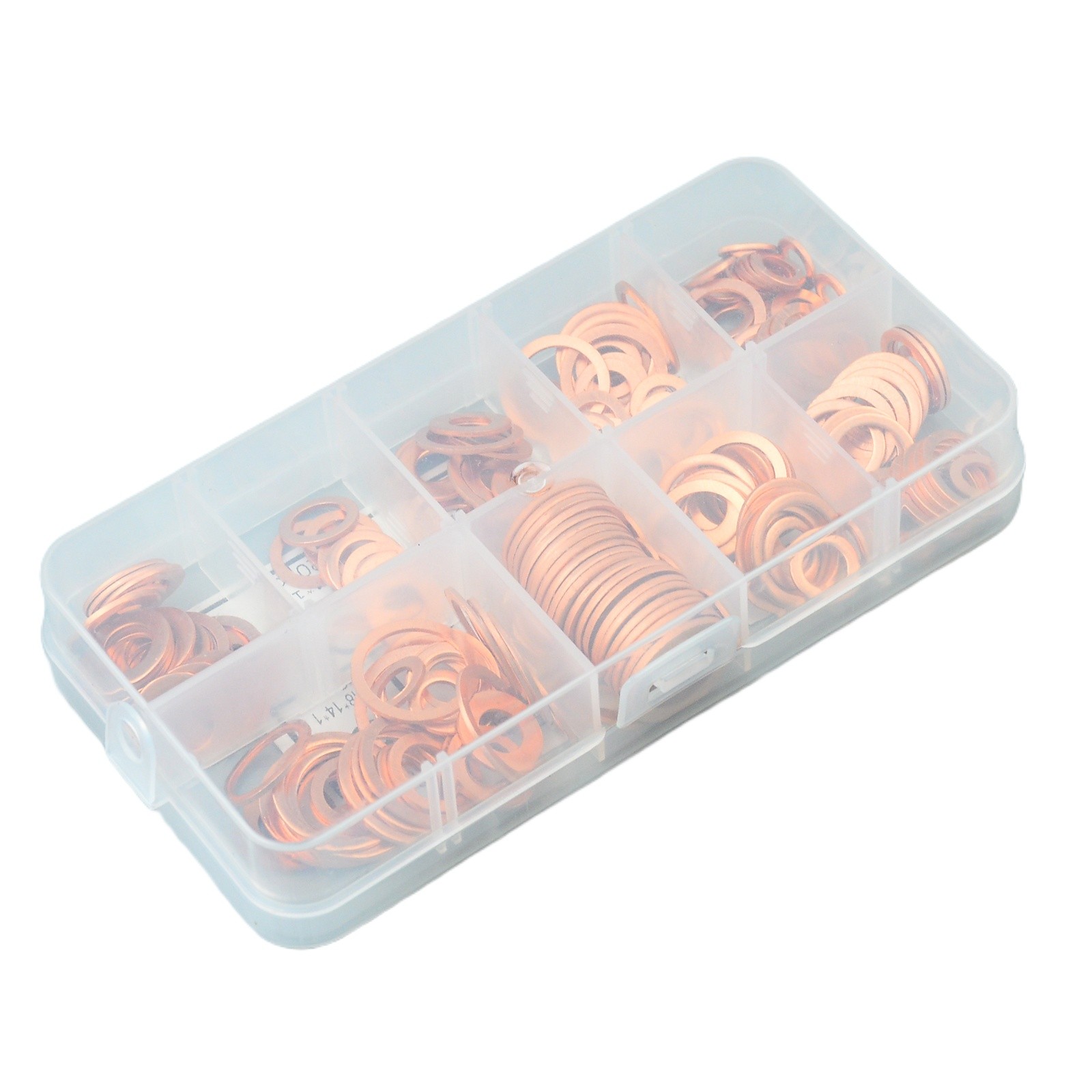 200PCS Solid Copper Crush Washer Gasket Set Flat O-Ring Seal Assortment Kits US
