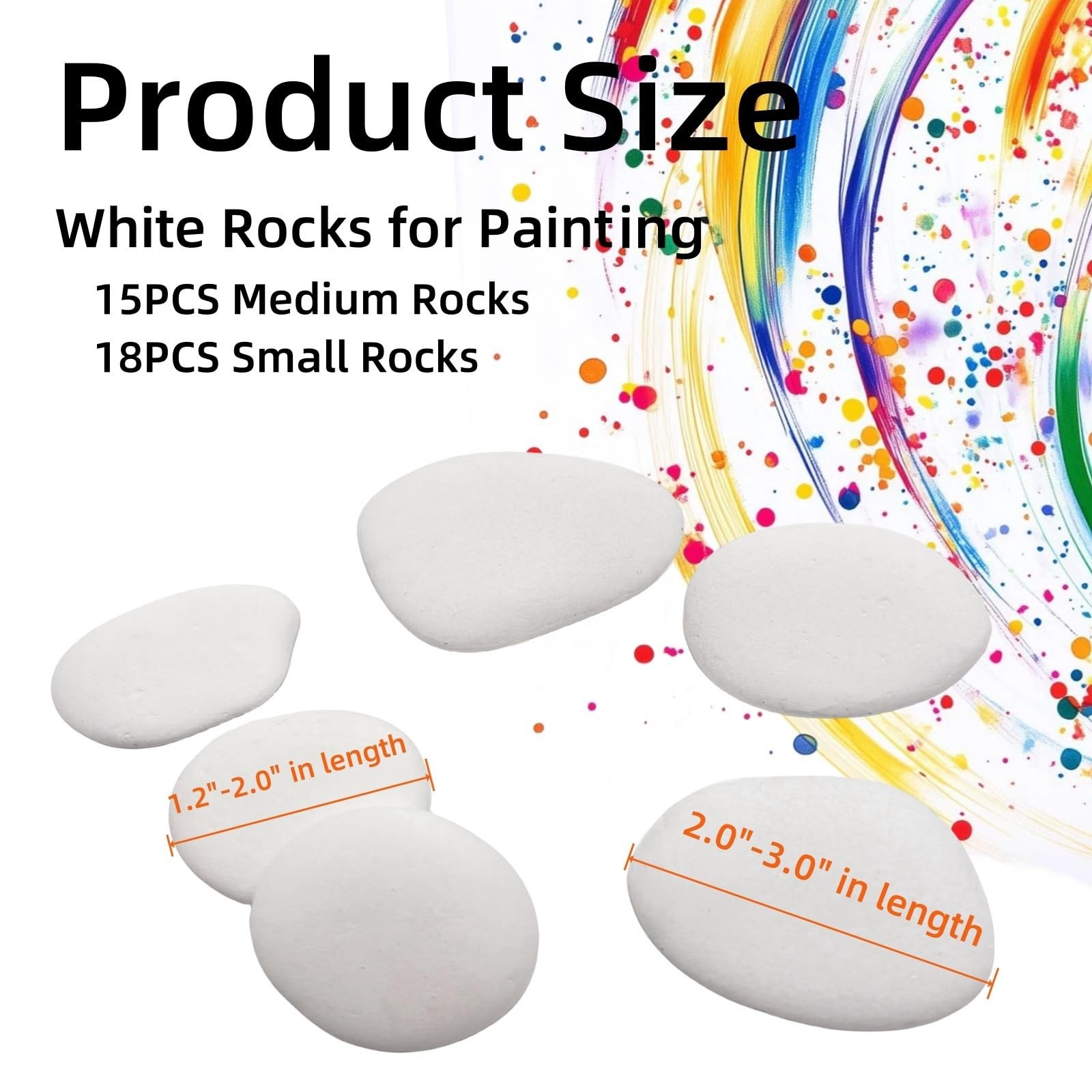 33 PCS White Painting Rocks Medium Small Flat Smooth River Stones DIY Arts