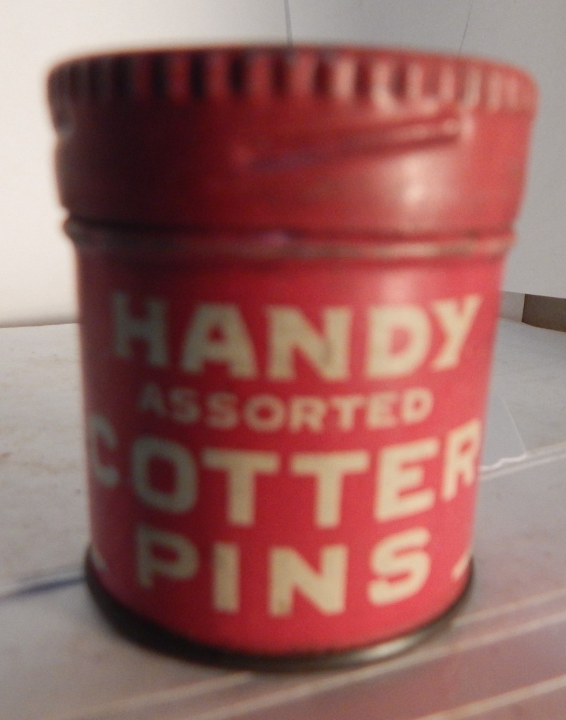 vintage i2″ tall tin-Handy cotter pins H & H Handy ass New York empty tools