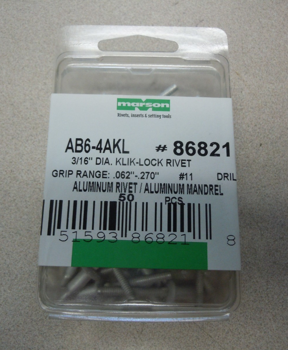 Structural Blind Rivet Dia. 0.188″ (3/16″) 0.062″ 0.270″ BH AL/AL QTY 50