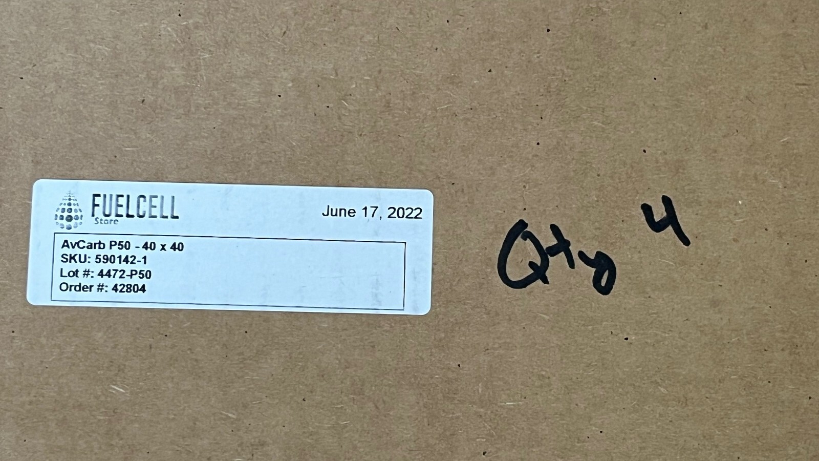 LOT OF 4: AvCarb P50 40cm x 40cm Gas Diffusion substrates